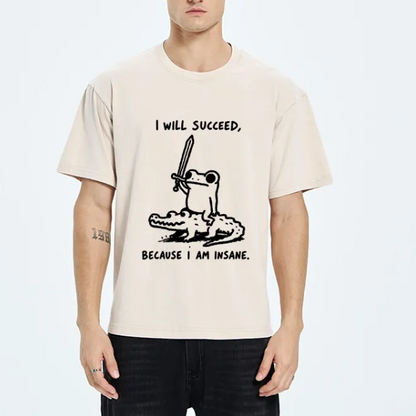 Japanese Style I Will Succeed Graphic Washed T-Shirt