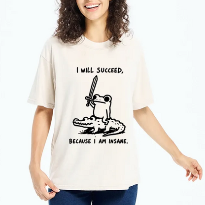 Japanese Style I Will Succeed Graphic Washed T-Shirt