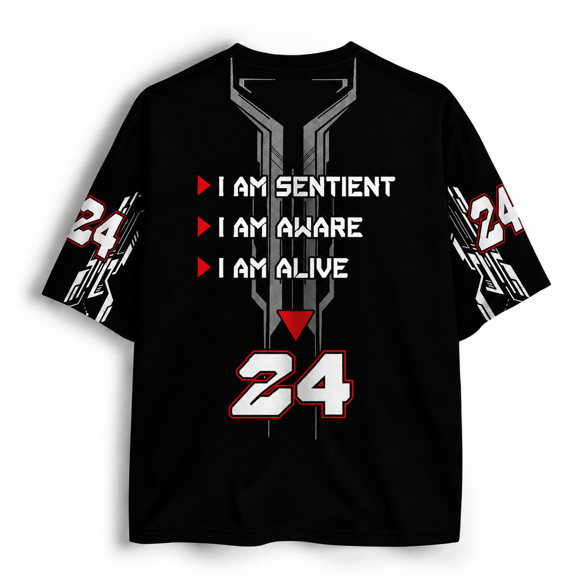 Men's Cyber Samurai Print Short Sleeve Streetwear Sports Jersey T-Shirt