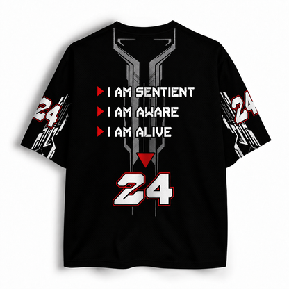 Men's Cyber Samurai Print Short Sleeve Streetwear Sports Jersey T-Shirt