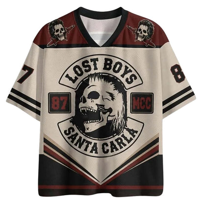 Men's Skull Number Graphic V-Neck Sports Jersey