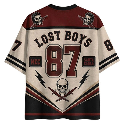 Men's Skull Number Graphic V-Neck Sports Jersey