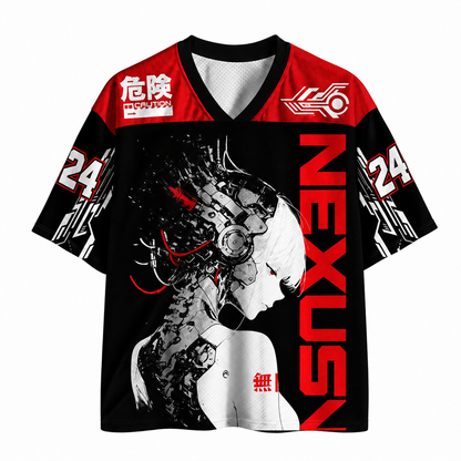 Men's Cyber Samurai Print Short Sleeve Streetwear Sports Jersey T-Shirt