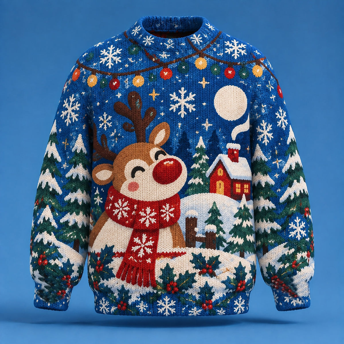 Reindeer Moonlight Village Sweater