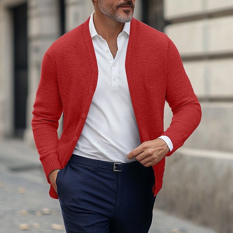 Fine Rib V-Neck Cardigan