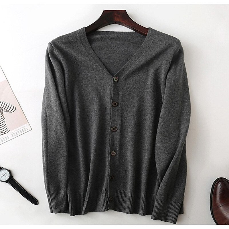 Fine Rib V-Neck Cardigan