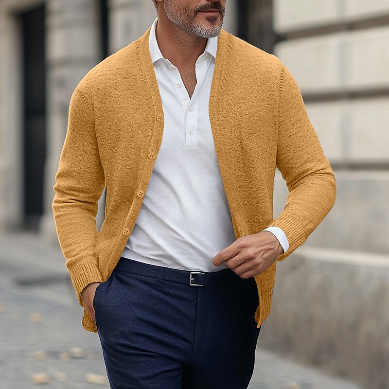 Fine Rib V-Neck Cardigan