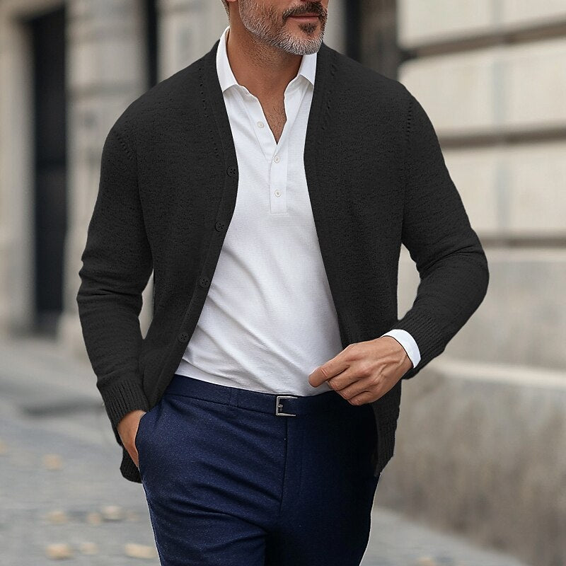 Fine Rib V-Neck Cardigan