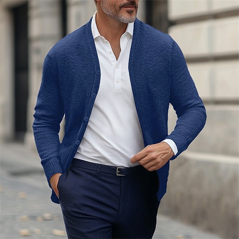 Fine Rib V-Neck Cardigan