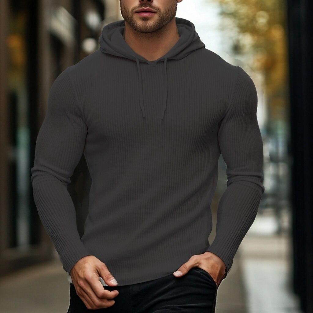 Classic Ribbed Drawstring Hoodie