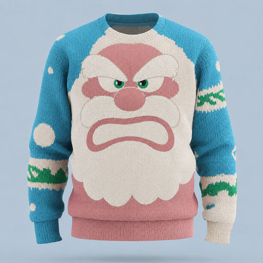 Wide-Eyed Santa Collage Sweater