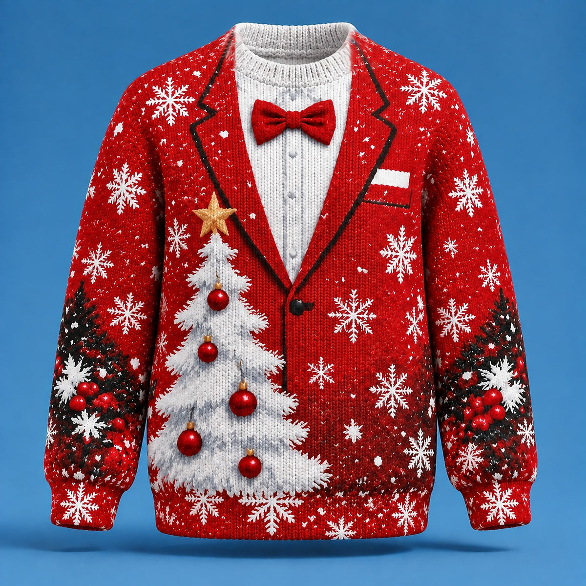 Christmas Tuxedo Tree Illusion Sweater