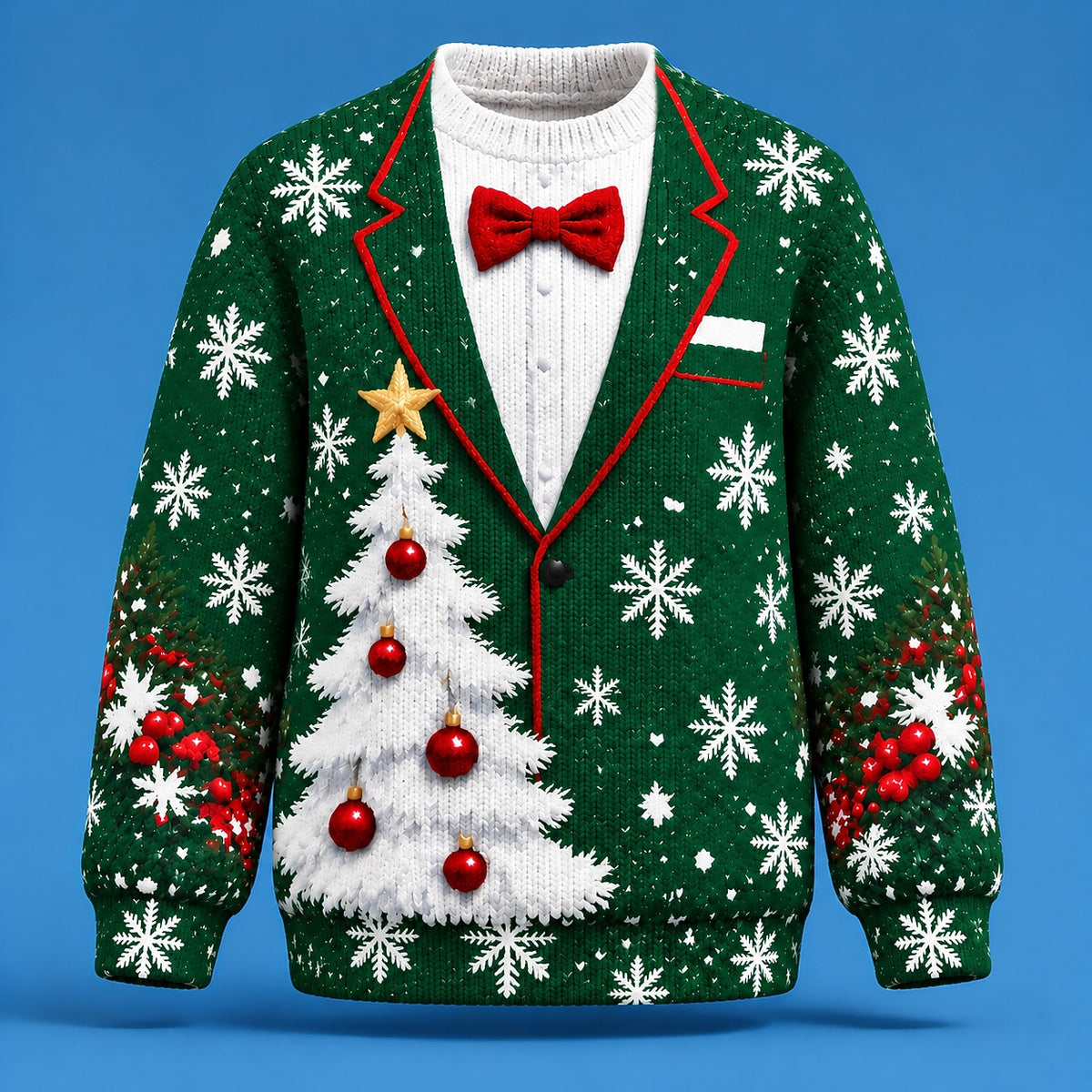 Christmas Tuxedo Tree Illusion Sweater