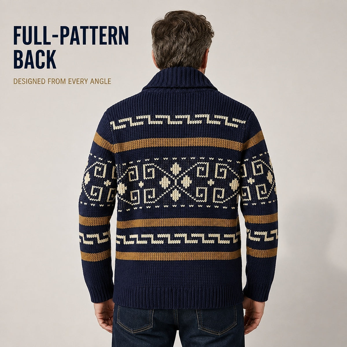 Geometric Band Zip Cardigan