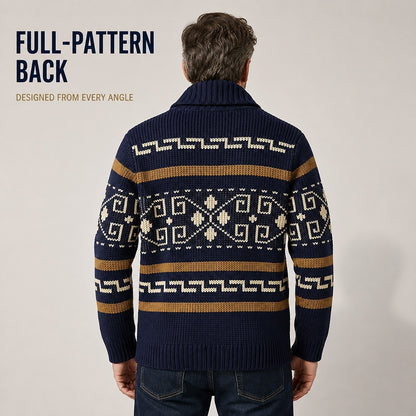 Geometric Band Zip Cardigan
