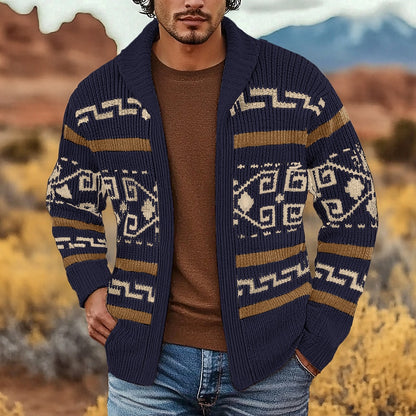 Geometric Band Zip Cardigan