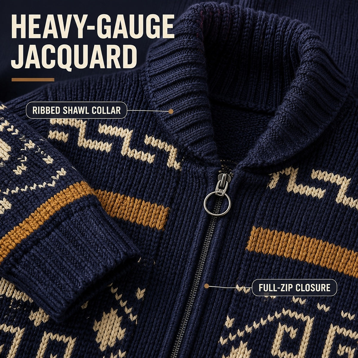 Geometric Band Zip Cardigan