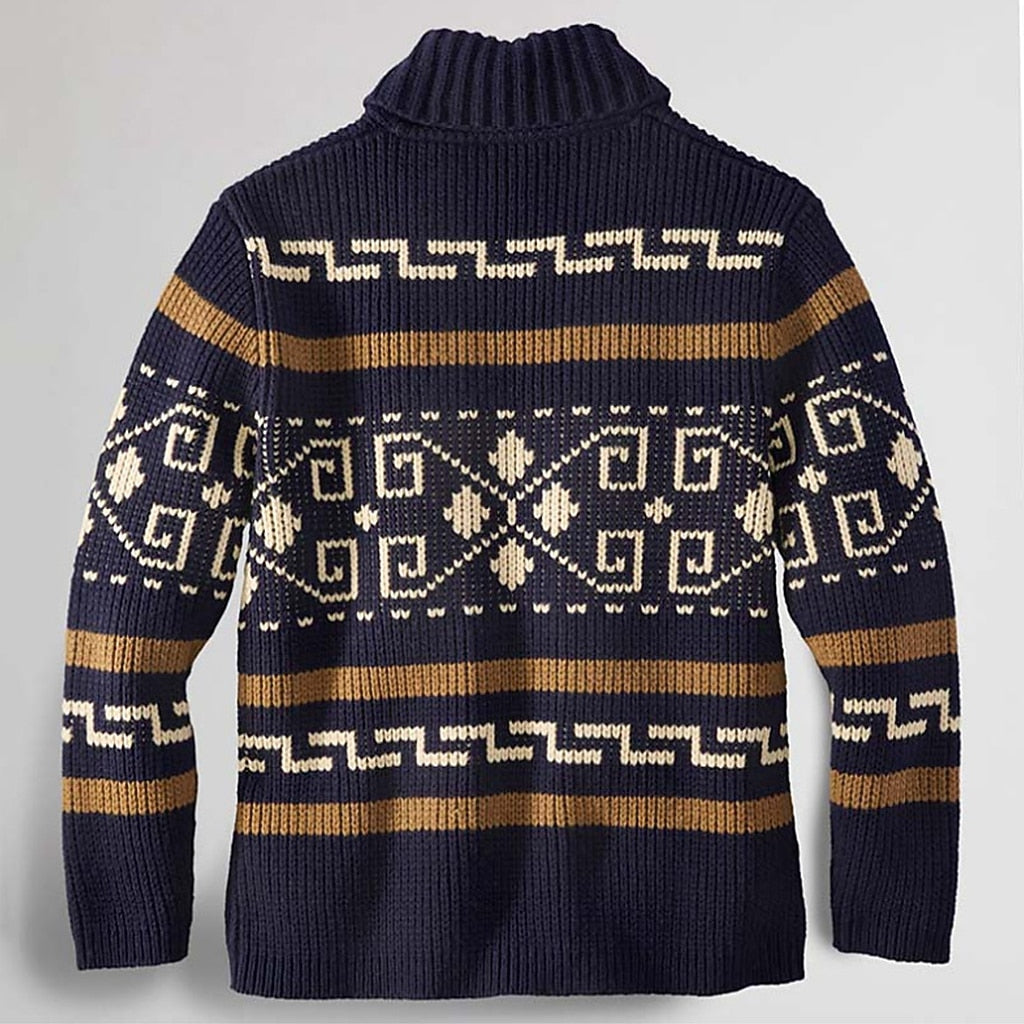 Geometric Band Zip Cardigan