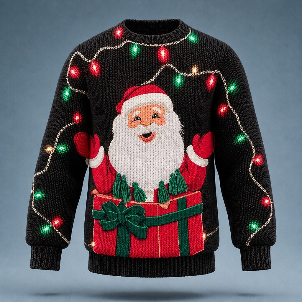 Santa Gift and Lights Christmas Sweater