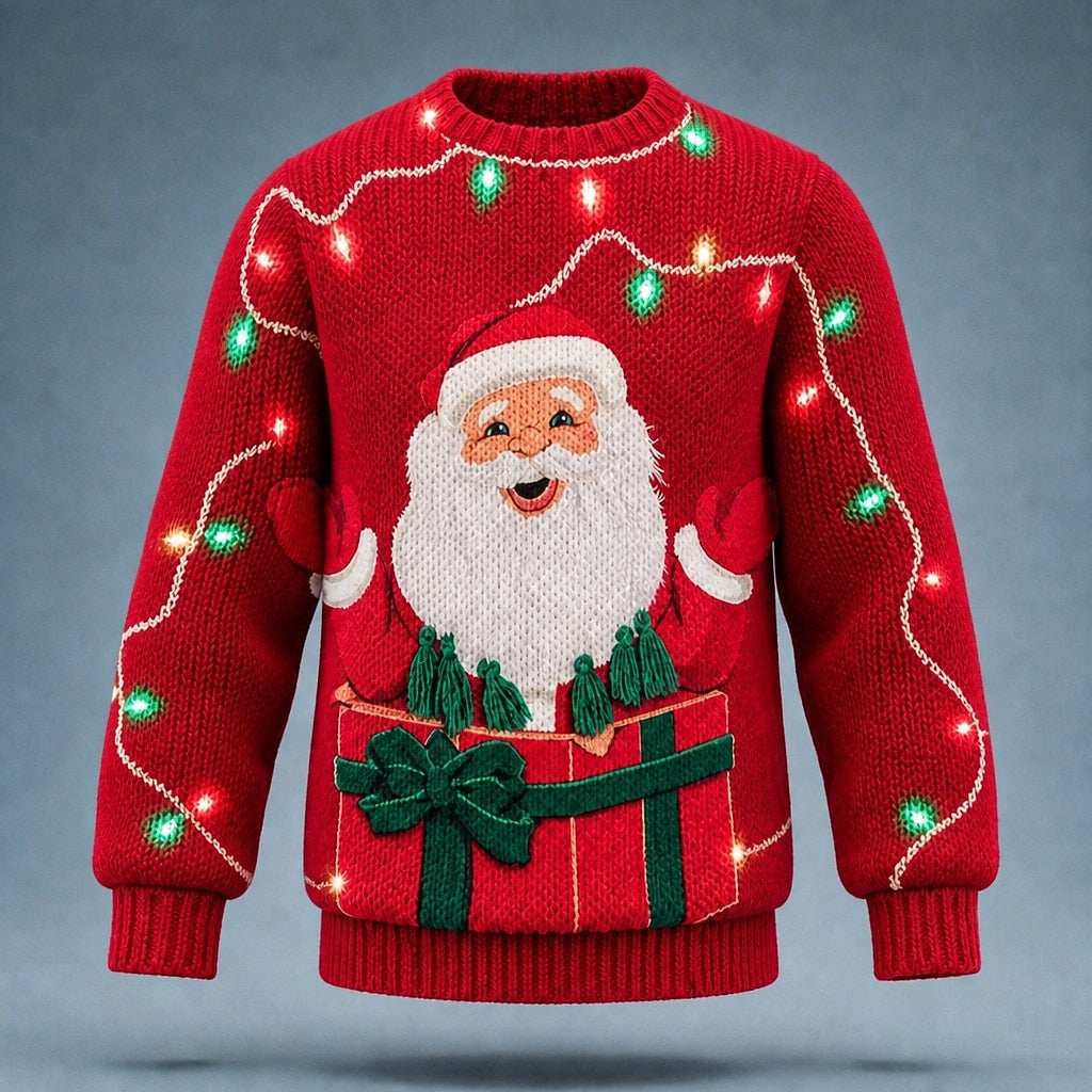 Santa Gift and Lights Christmas Sweater