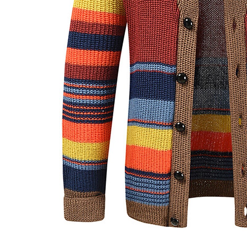 Rainbow Stripe Shawl-Collar Cardigan
