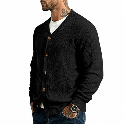 Cable Pocket V-Neck Cardigan