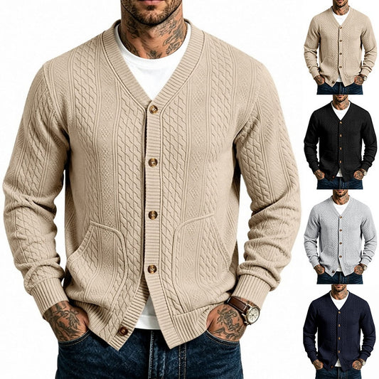 Cable Pocket V-Neck Cardigan
