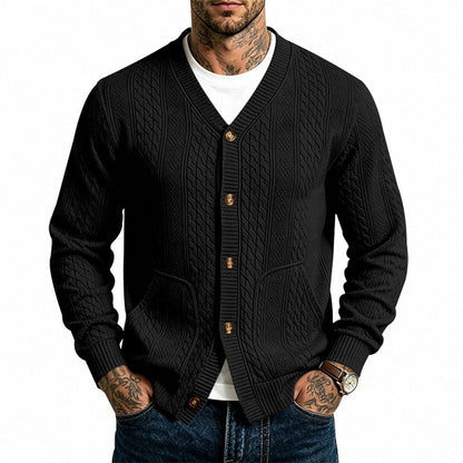 Cable Pocket V-Neck Cardigan