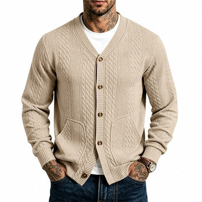 Cable Pocket V-Neck Cardigan