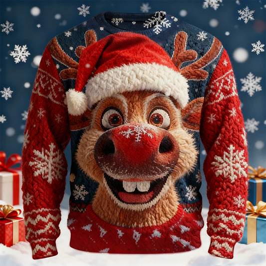 Red-Nose Reindeer Christmas Sweater