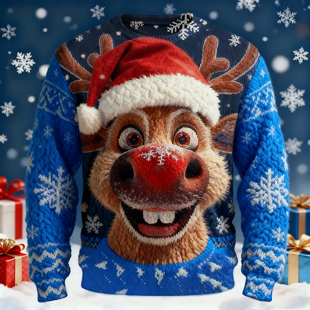 Red-Nose Reindeer Christmas Sweater