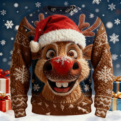 Red-Nose Reindeer Christmas Sweater