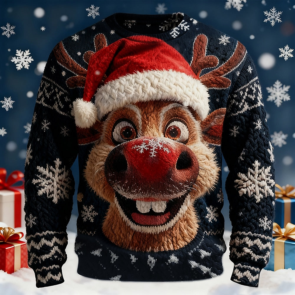 Red-Nose Reindeer Christmas Sweater
