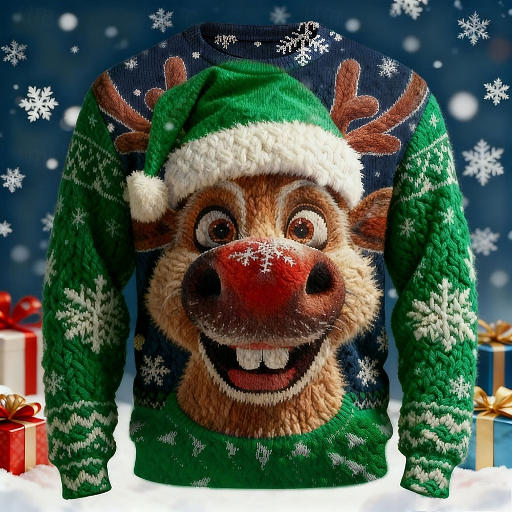 Red-Nose Reindeer Christmas Sweater