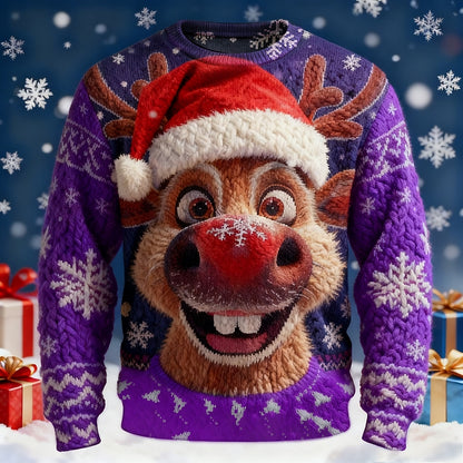 Red-Nose Reindeer Christmas Sweater