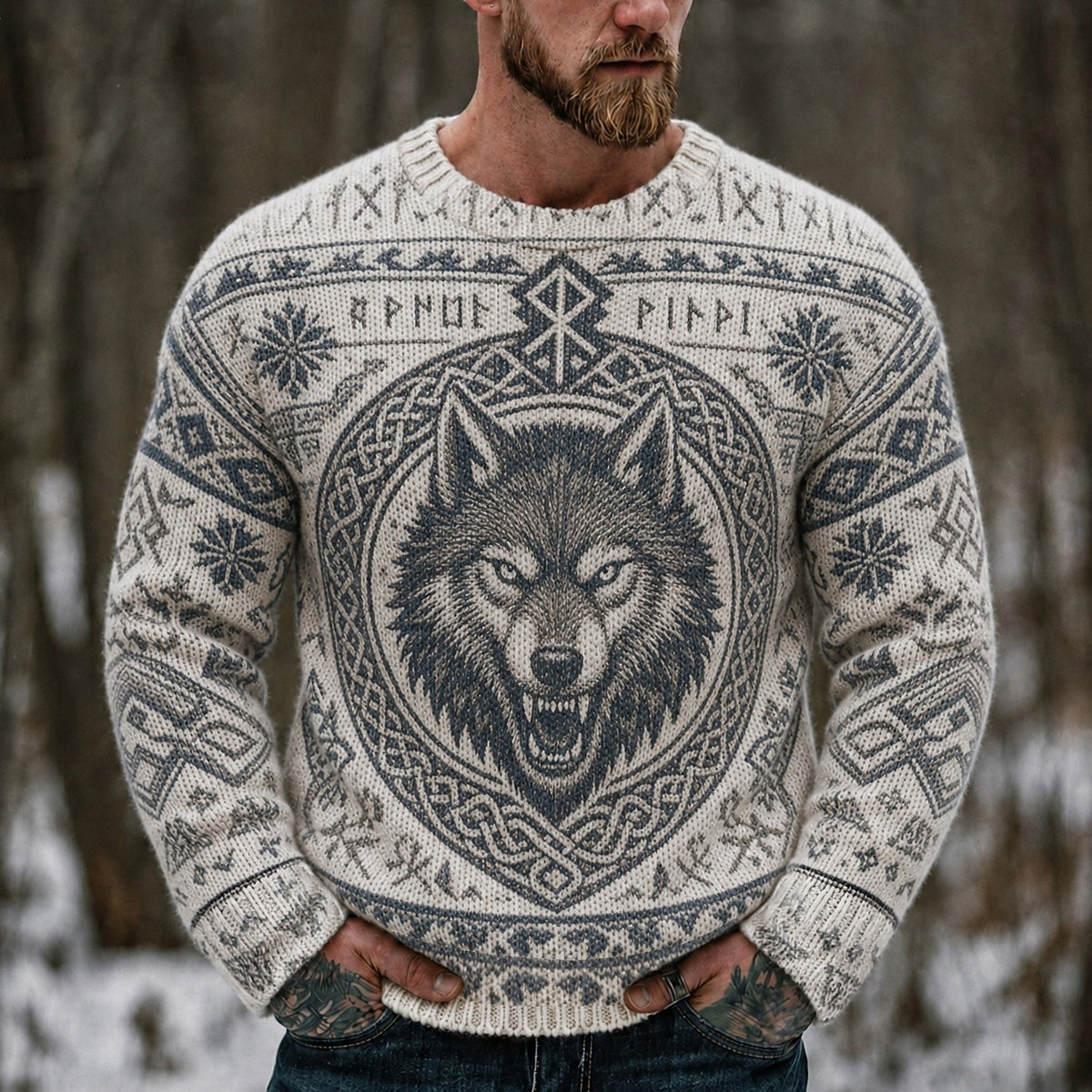 Norse Wolf Compass Sweater