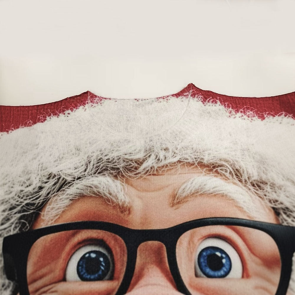 Surprised Santa Glasses Christmas Sweater