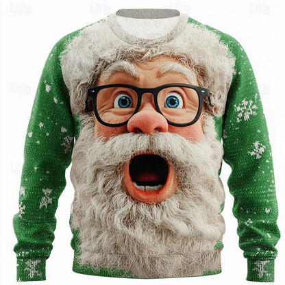Surprised Santa Glasses Christmas Sweater