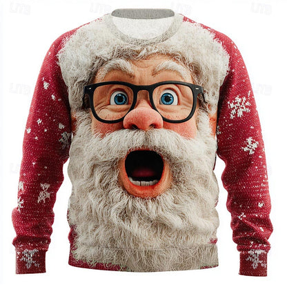 Surprised Santa Glasses Christmas Sweater