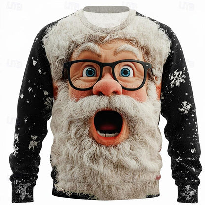 Surprised Santa Glasses Christmas Sweater