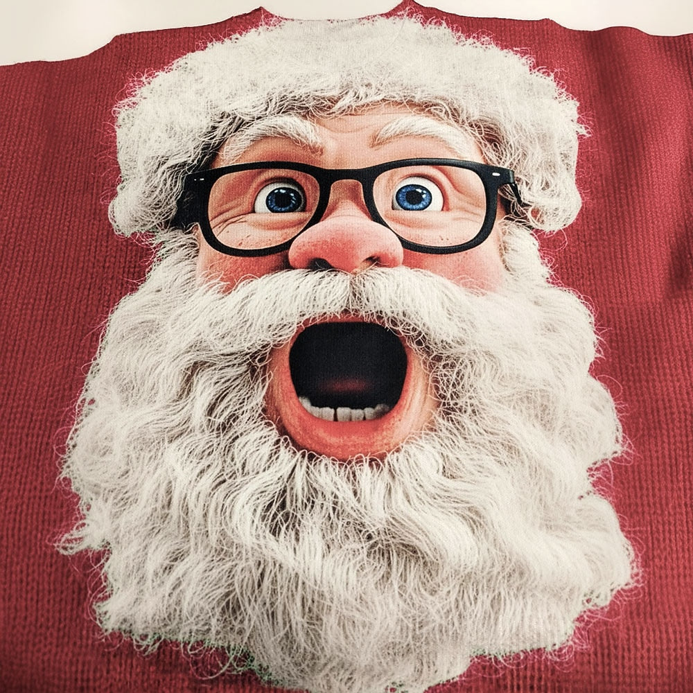 Surprised Santa Glasses Christmas Sweater