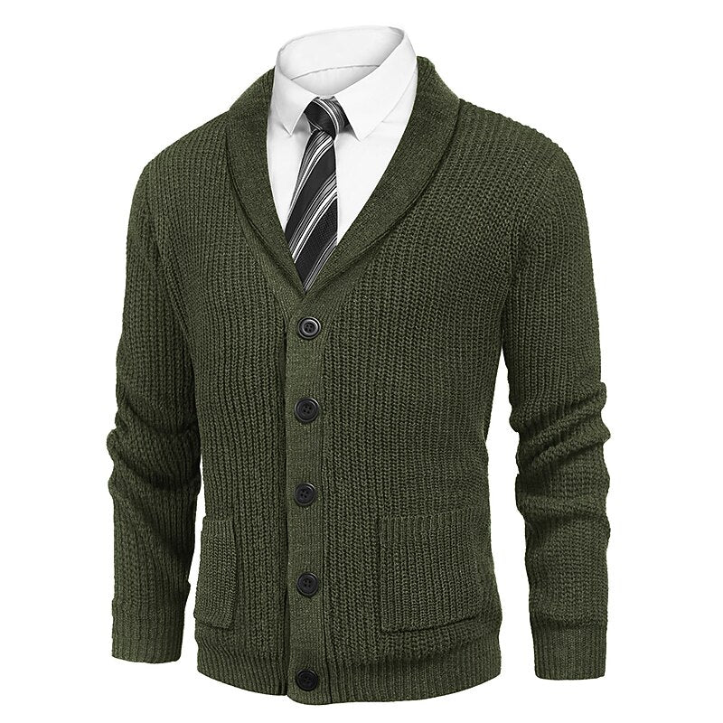 Ribbed Pocket V-Neck Cardigan