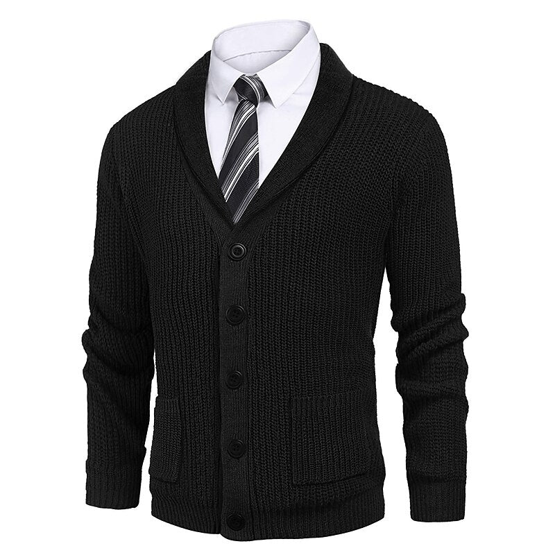 Ribbed Pocket V-Neck Cardigan
