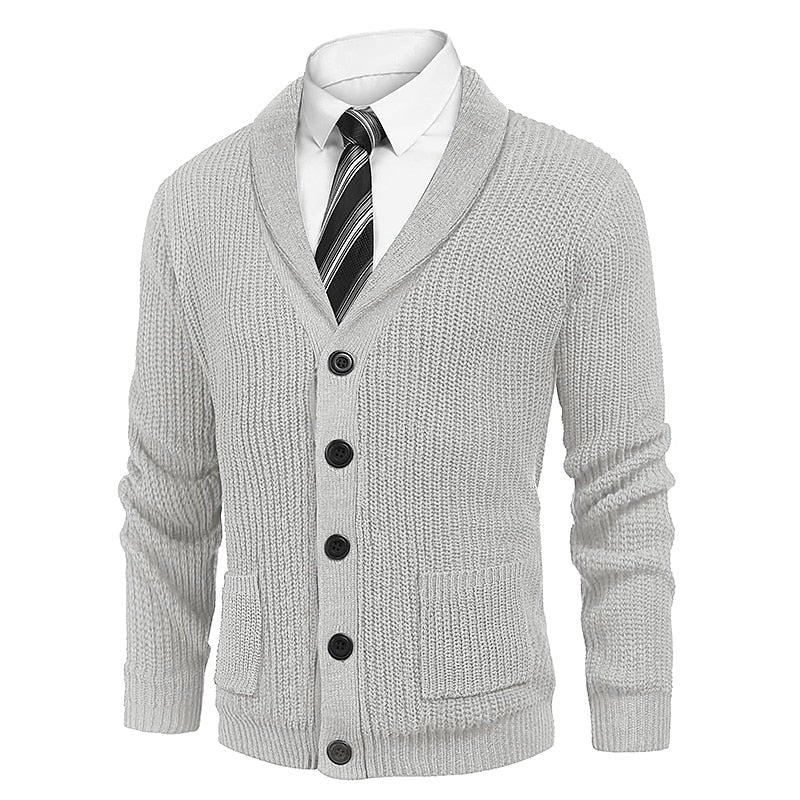Ribbed Pocket V-Neck Cardigan
