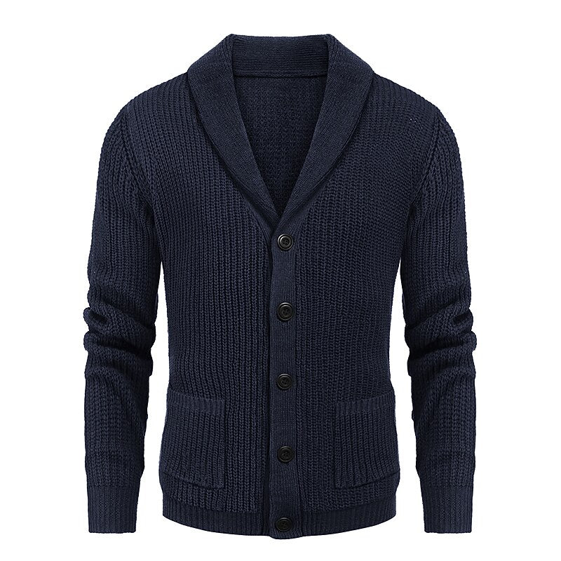 Ribbed Pocket V-Neck Cardigan