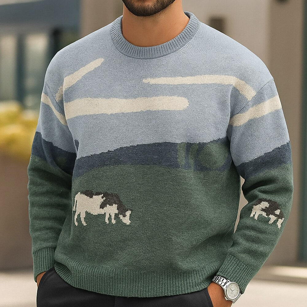 Grazing Cow Landscape Sweater