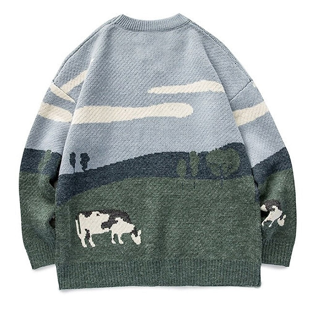 Grazing Cow Landscape Sweater