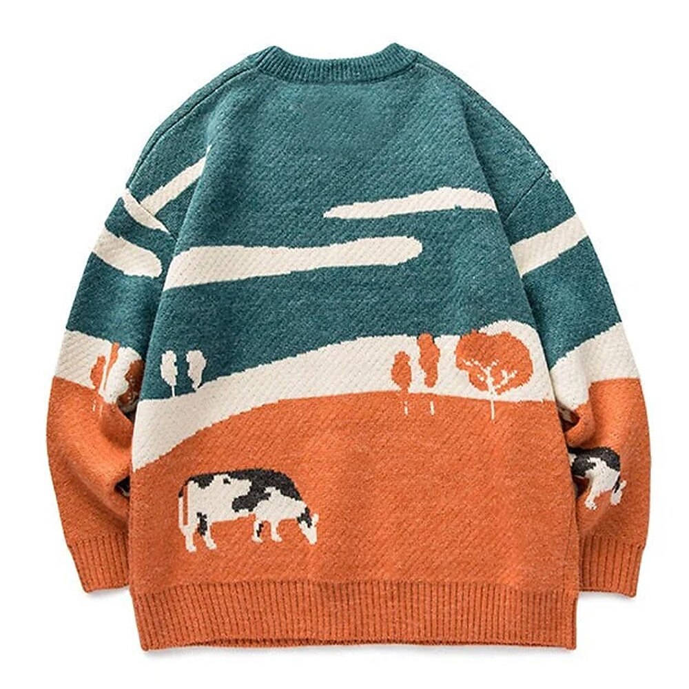 Grazing Cow Landscape Sweater