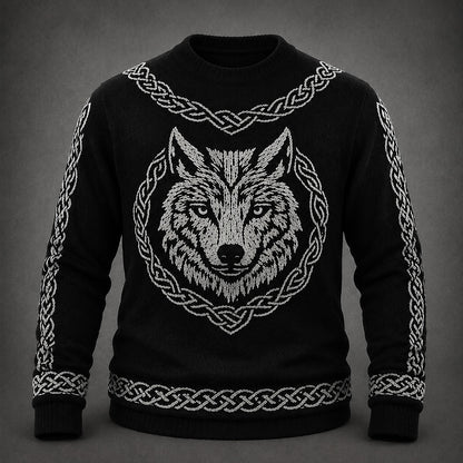 Celtic Wolf Medallion Sweater