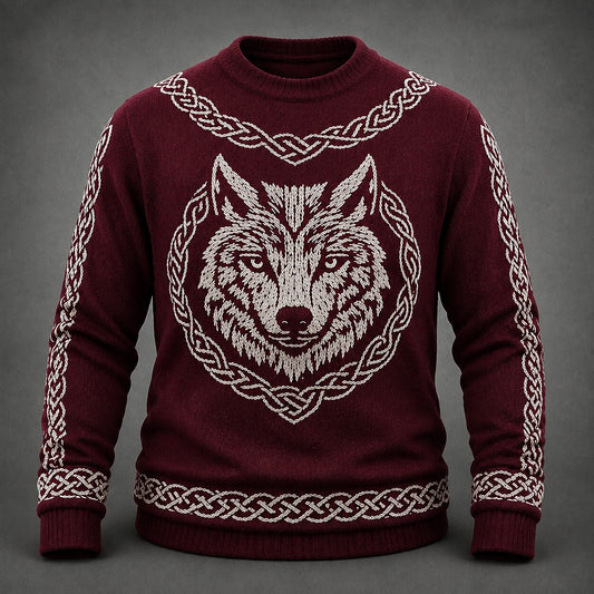 Celtic Wolf Medallion Sweater